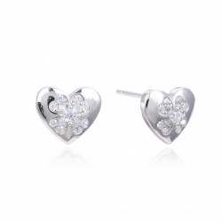 PENDIENTES PLATA PRESION CIRCONITAS CORAZON
