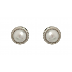 PENDIENTES MUJER PLATA DE LEY 925 PERLA CERCO DIBUJO GRECA