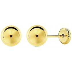 PENDIENTES INFANTILES BOLA 6 MILIMETROS ORO AMARILLO CIERRE TORNILLO