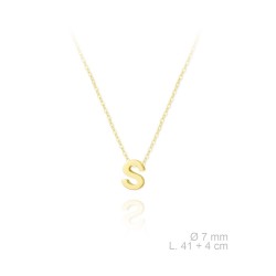 GARGANTILLA PLATA DE LEY 925 CHAPADO DORADO  CADENA FINA CON INICIAL S 7 MILÍMETROS LARGO AJUSTABLE 41-45 CENTÍMETROS