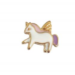 MOTIVO NIÑA ACERO IP DORADO UNICORNIO ESMALTADO BLANCO Y ROSA