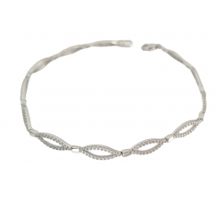 PULSERA MUJER ORO BLANCO 18 KILATES ARTICULADA ESLABONES OVALADOS CIRCONITAS BLANCAS 4X12 MILÍMETROS LARGO 19 CENTÍMETROS CIERRE