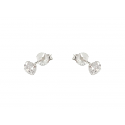 PENDIENTES PLATA DE LEY 925 CIRCONITA BLANCA 4 MILÍMETROS CON CUATRO GARRAS CIERRE PRESIÓN