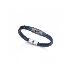 PULSERA VICEROY HOMBRE MOTIVO REDONDO CUERO DOBLE TRENZADO COLOR AZUL AJUSTABLE