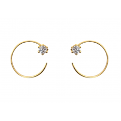 PENDIENTES MUJER ORO AMARILLO 18 KILATES ESTILO ARO FRONTAL CON CIRCONITA CON 6 GARRAS 18 MILÍMETROS CIERRE PRESIÓN
