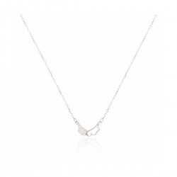 GARGANTILLA MUJER PLATA DE LEY 925 BAÑO DE RODIO ALAS CON CIRCONITAS BLANCAS Y CHATÓN PIEDRA BLANCA LARGO AJUSTABLE 42-45 CENTÍM