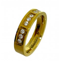 ANILLO LESTOR MUJER ACERO CHAPADO EN ORO CON CIRCONITAS BLANCAS 5 MILÍMETROS DE ANCHOI