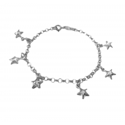 PULSERA ROLO PLATA DE LEY 925 CON ESTRELLAS 19 CENTÍMRTROS
