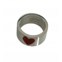 ANILLO LESTOR ACERO CON CORAZON ROJO 10 MILÍMETROS DE ANCHO (1)