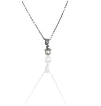 COLLAR LESTOR ACERO INOXIDABLE PERLA 44 CENTÍMETROS DE LARGO
