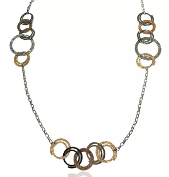 COLLAR PLATA DE LEY 925 CON ESPIRALES Y CIRCULOS 58 CENTÍMETROS DE LARGO