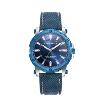 RELOJ VICEROY HOMBRE ANALÓGICO CON CALENDARIO CAJA ACERO CON BISEL IP AZUL ESFERA AZUL CON INDICADORES Y AGUJAS LUMINISCENTES.