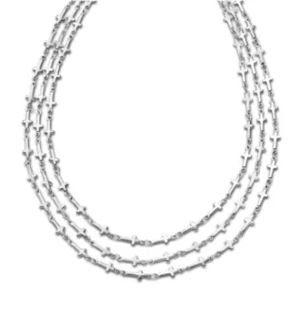 Collar Lotus acero triple cruces 40 centímetros