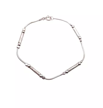 PULSERA PLATA DE LEY 925 COLA DE RATÓN CON PRISMAS Y BOLAS 18 CENTÍMETROS  1.5 MILÍMETROS DE GROSOR