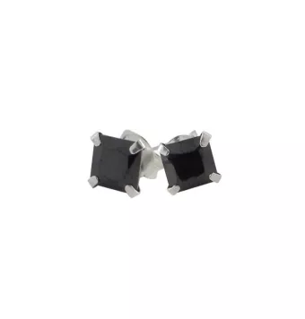 PENDIENTES PIEDRA NEGRA PLATA DE LEY 925 7X4 MILÍMETROS 4 MILÍMETROS DE GROSOR