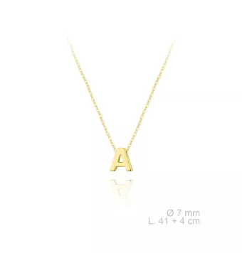 GARGANTILLA PLATA DE LEY 925 CHAPADO DORADO CADENA FINA CON INICIAL A 7 MILÍMETROS LARGO AJUSTABLE 41-45 CENTÍMETROS