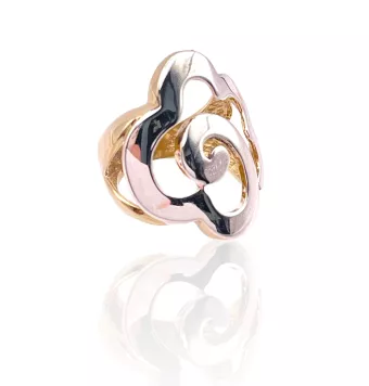 ANILLO MUJER PLATA DE LEY 925 BICOLOR FORMA FLOR 28X23 MILÍMETROS