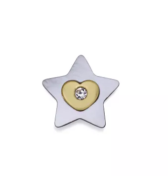 MOTIVO VICERY ACERO ESTRELLA DE NÁCAR CON CORAZÓN IP DORADO Y CIRCONITAS BLANCA 12 MILÍMETROS