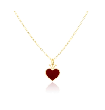 GARGANTILLA MUJER PLATA DE LEY 925 CHAPADO DORADO CORAZÓN CON CORONA 14X12 MILÍMETROS CADENA VENECIANA LARGO 42 CENTÍMETROS