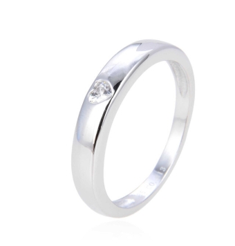 ANILLO PLATA DE LEY 925 PLATA LISA CON CIRCONITA FORMA DE CORAZÓN
