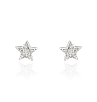 PENDIENTES ESTRELLA ATLÁNTIDA MUJER PLATA DE LEY 925 9X9 MILÍMETROS CIRCONITAS BLANCAS CIERRE PRESIÓN
