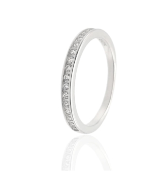 ANILLO MUJER PLATA DE LEY 925 FILA CIRCONITAS BLANCAS ANCHO 2 MILÍMETROS