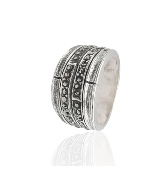 ANILLO MUJER PLATA DE LEY 925 DOBLE FILA MARQUESITAS 12 MILÍMETROS