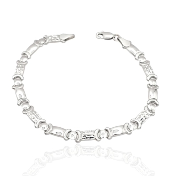 PULSERA ORO BANCO 18 KILATES ESLABONES LISOS Y DIAMANTADOS ANCHO 5 MILÍMETROS LARGO 18.5 CENTÍMETROS CIERRE MOSQUETÓN