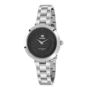 Reloj Marea mujer cadena acero caja metal esfera azul purpurina