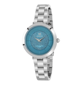 RELOJ MAREA MUJER CADENA ACERO CAJA METAL NICKEL FREE ESFERA AZUL PURPURINA DIAMETRO CAJA 36 MM