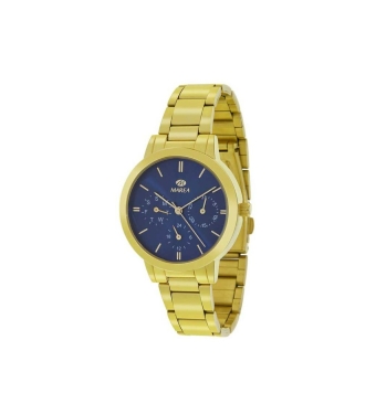 Reloj Marea mujer cadena acero chapado dorado caja metal chapado dorado esfera crono azul marino 3 ATM Water Resist