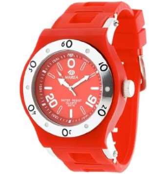 Reloj Marea Hombre correa caucho rojo esfera roja caja 49 milímetros