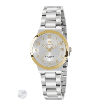 Reloj Marea mujer cadena acero caja acero dorada y plateada esfera blanca