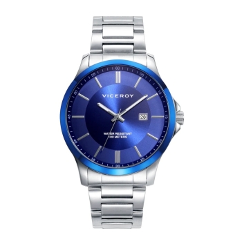 RELOJ VICEROY DRESS HOMBRE 401289-37 CADENA ACERO CAJA ACERO 43 MILÍMETROS BISEL IP AZUL ESFERA COLOR AZUL CON CALENDARIO