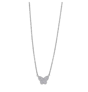 COLLAR LOTUS STYLE LS1865-1/1 ACERO MARIPOSA CIRCONITAS BLANCAS LARGO 50 CENTÍMETROS