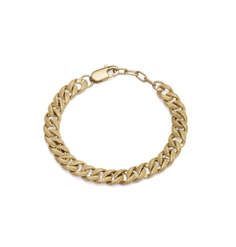 PULSERA VICEROY CHIC MUJER ACERO IP DORADO ESLABONES BARBADOS TALLADOS LARGO 17.5 CENTÍMETROS