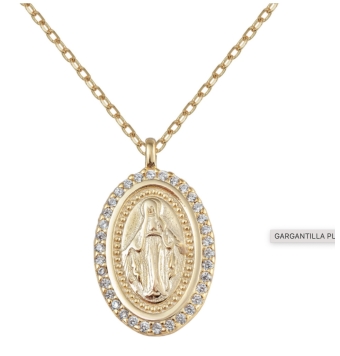 GARGANTILLA MUJER PLATA DE LEY 925 CHAPADO DORADO VIRGEN DE LA MILAGROSA 13x19MM LARGO 40-45CM