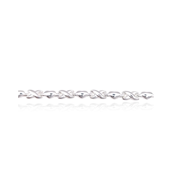 PULSERA MUJER PLATA DE LEY 925 HUECA ESLABONES RÍGIDOS FORMA DE ASPA 9X5 MILÍMETROSY CORAZÓN ANCHO 4 MILÍMETROS LARGO 18.5 CENTÍ