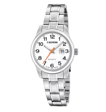 RELOJ CALYPSO ANALOGICO K5873/1 BLANCO MUJER CAJA ACERO 32 MILÍMETROS ESFERA BLANCA CORREA ACERO