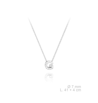 GARGANTILLA PLATA DE LEY 925 CADENA FINA CON INICIAL G 7 MILÍMETROS CON CIRCONITAS BLANCAS LARGO AJUSTABLE 41-45 CENTÍMETROS
