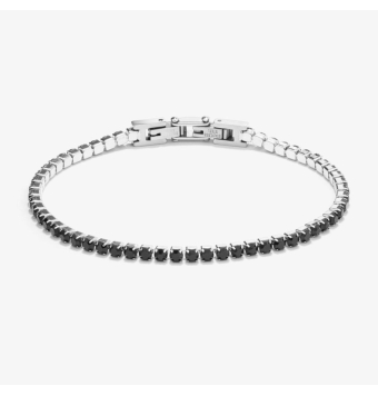 PULSERA RADIANT HOMBRE RIVIERE ACERO CON PIEDRAS NEGRAS 3 MILÍMETROS DE ANCHO 24 CENTÍMETROS DE LARGO AJUSTABLE