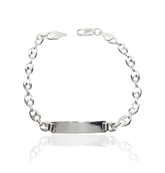 PULSERA ESCLAVA MUJER PLATA DE LEY 925 PLACA CENTRAL 5.5X30 MILÍMETROS ESLABÓN CALABROTE 4X6 MILÍMETROS LARGO 18.5 CENTÍMETROS C