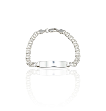 PULSERA ESCLAVA MUJER PLATA DE LEY 925 TIPO ESLABÓN HÚNGARO 5 MILÍMETROS PLACA 35X7 MILÍMETROS LARGO 18 CENTÍMETROS CIERRE MOSQU