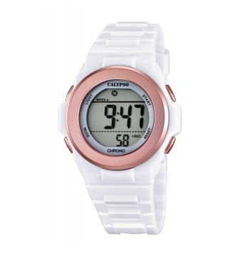Reloj Digital Calypso Mujer correa caucho blanca