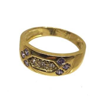 ANILLO DE ORO CON CIRCONITAS Y AMATISTAS