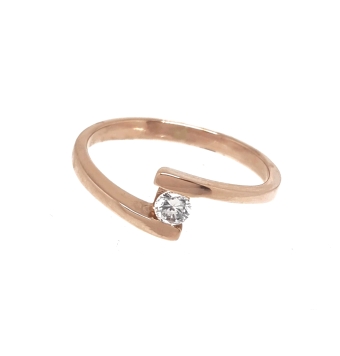 ANILLO SOLITARIO MUJER ORO ROSA 18 KILATES 1 CIRCONITA BLANCA DE 2.5 MILÍMETROS