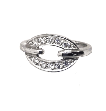 ANILLO OVALADO CON CIRCONITAS DE ORO BLANCO