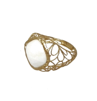 SORTIJA ORO AMARILLO PIEDRA FACETADA BLANCA