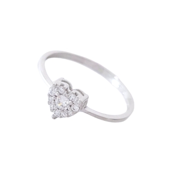 ANILLO MUJER ORO BLANCO 18 KILATES CORAZÓN CON CIRCONITAS BLANCAS