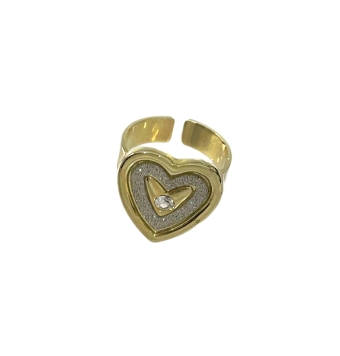 ANILLO AJUSTABLE JENNIFER LOPEZ ACERO CHAPADO EN ORO CON CIRCONITAS BLANCAS 5 MILÍMETROS DE ANCHO